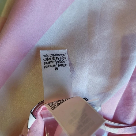 NWT VICTORIAS SECRET SATIN Pink Striped Keyhole CAMI VS SLEEP SHIRT TANK TOP L - Picture 8 of 9